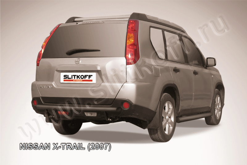 Защита Slitkoff заднего бампера d57 ЧЕРНАЯ матовая для Nissan X-Trail T31 2007-2010. Артикул NXT011B