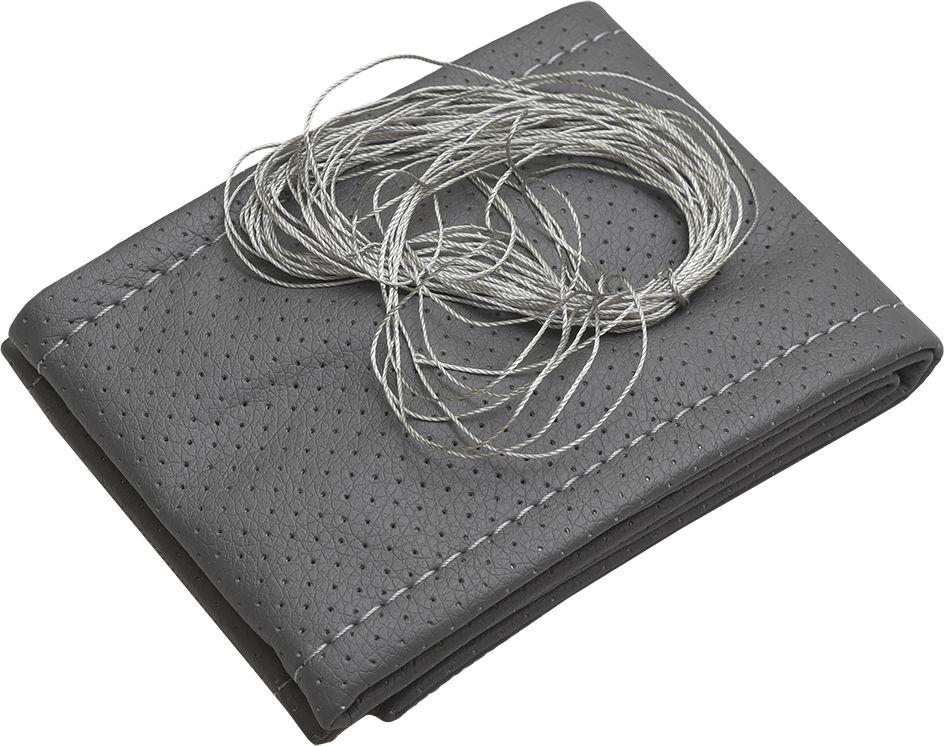 Оплётка на руль Rezkon (размер M, экокожа перф., цвет СЕРЫЙ). Артикул 8001022012