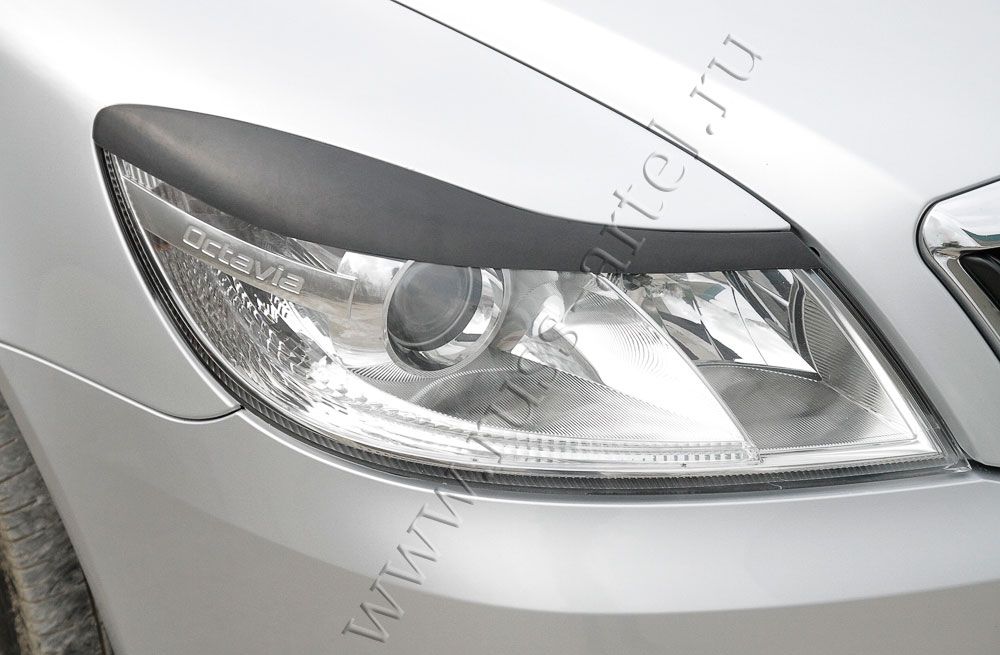 Накладки Русская Артель на передние фары (реснички) для Skoda Octavia A5 2008-2013. Артикул RESO-014500