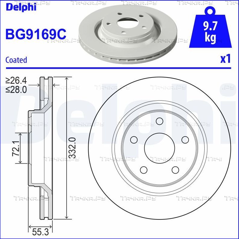 Тормозной диск Delphi. Артикул BG9169C