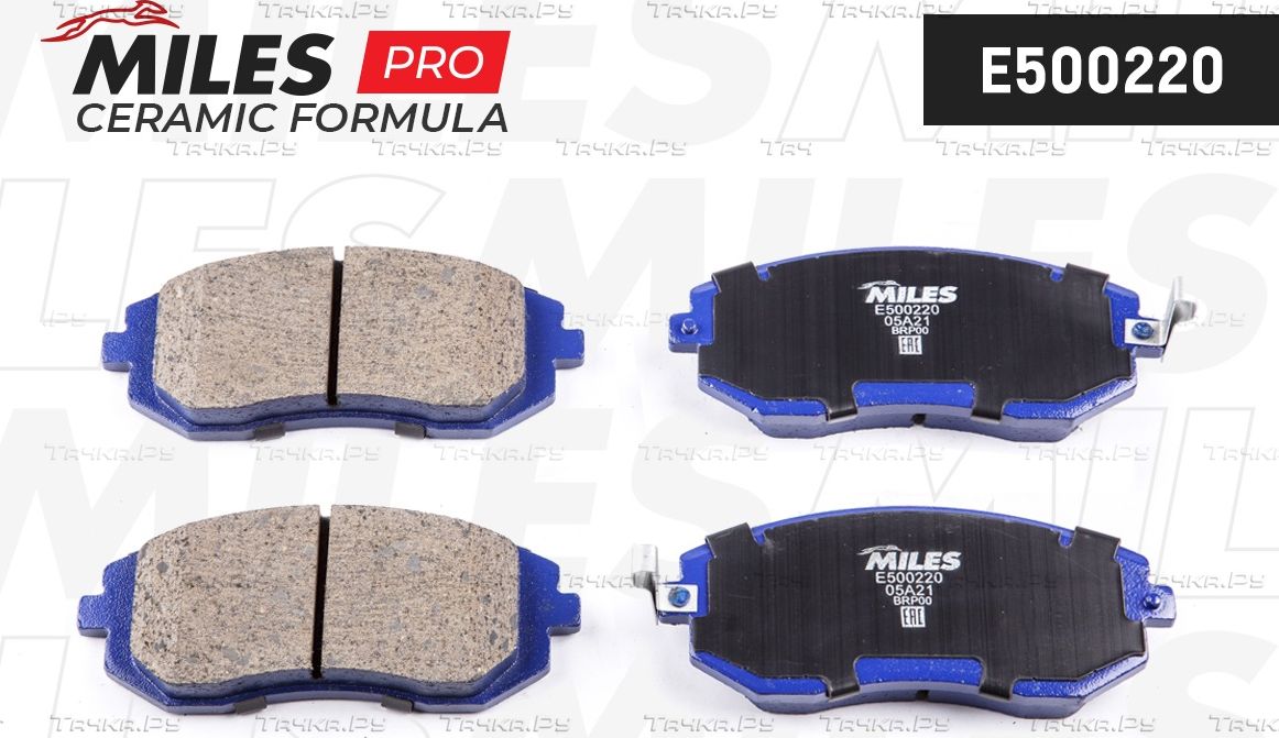 Тормозные колодки Miles (Керамика) передние для Subaru Forester I 2002-2002. Артикул E500220