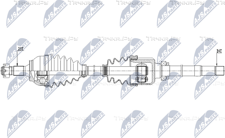 Полуось (привод в сборе, приводной вал) NTY для Peugeot 2008 I 2013-2026. Артикул NPW-CT-079
