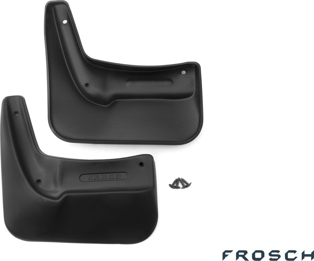 Брызговики Frosch (в коробке) задняя пара для Renault Logan I 2004-2013 (установка без подкрылок НОВЛАЙН). Артикул FROSCH.41.05.E10