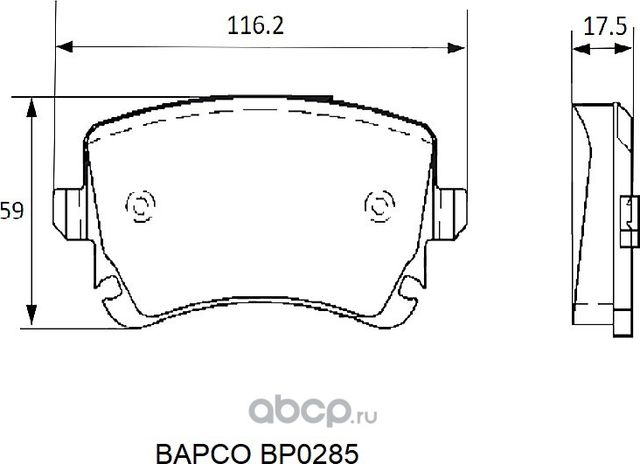 Колодки тормозные дисковые BP0285 задние, комплект, (Bapco) Bapco. Артикул BP0285