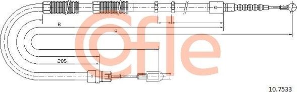 Трос ручника (тросик ручного тормоза) Cofle. Артикул 92.10.7533