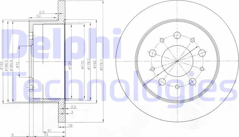 Тормозной диск Delphi. Артикул BG3853