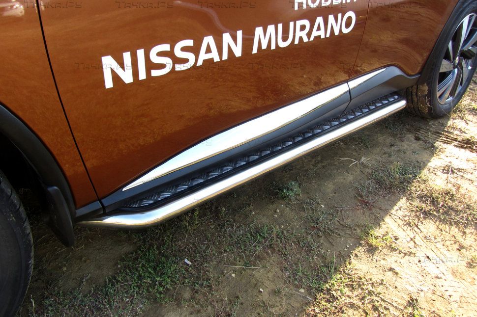 Пороги Slitkoff d57 с листом усиленная для Nissan Murano Z52 2015-2026. Артикул NIM16006