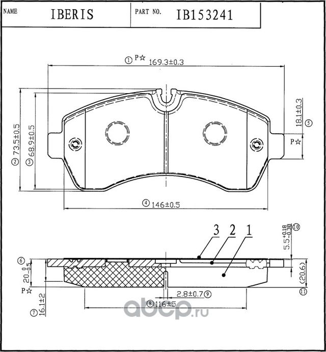 КОЛОДКИ ТОРМ.ПЕРЕД., К-Т VAG CRAFTER 30-50, SPRINTER 5 (Iberis). Артикул IB153241