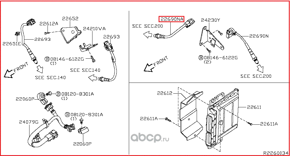 Лямбда-зонд (кислородный датчик) Nissan. Артикул 226A08U300