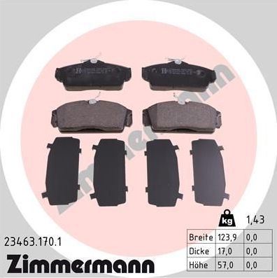 Тормозные колодки Zimmermann. Артикул 23463.170.1
