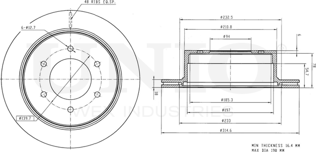 Диск тормозной (Unio). Артикул BRD-20144