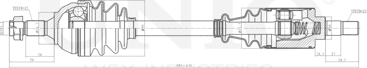 Вал приводной (Unio). Артикул CVJ-10024