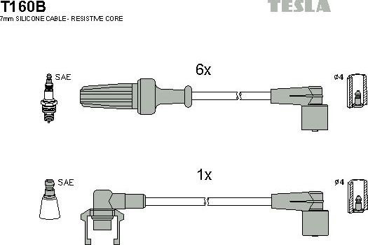 Высоковольтные провода (провода зажигания) (комплект) Tesla. Артикул T160B