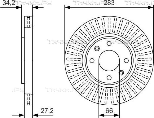 Тормозной диск Bosch передний для Citroen C3 II 2009-2016. Артикул 0 986 479 W69