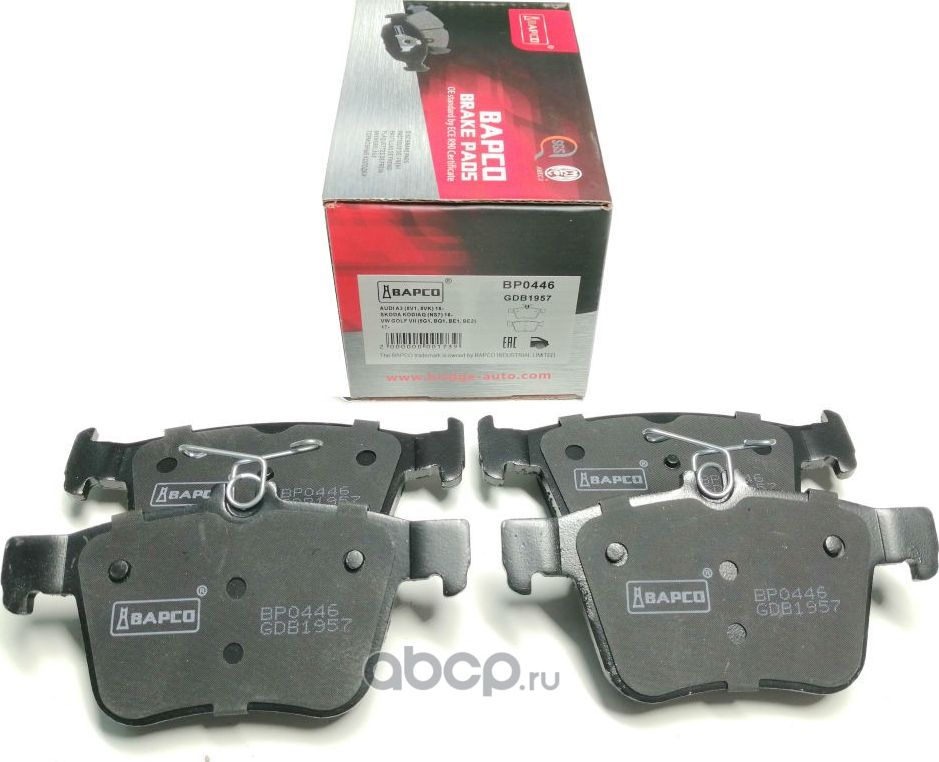 Колодки тормозные дисковые зад. VAG A3(8V1,8VK), Q2(GAB), TT (FV3) KOD (Bapco) Bapco. Артикул BP0446