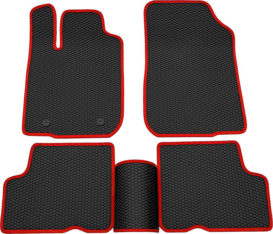 Коврики Rezkon EVA для салона Renault Logan I 2004-2015 Красный кант. Артикул 9029015104