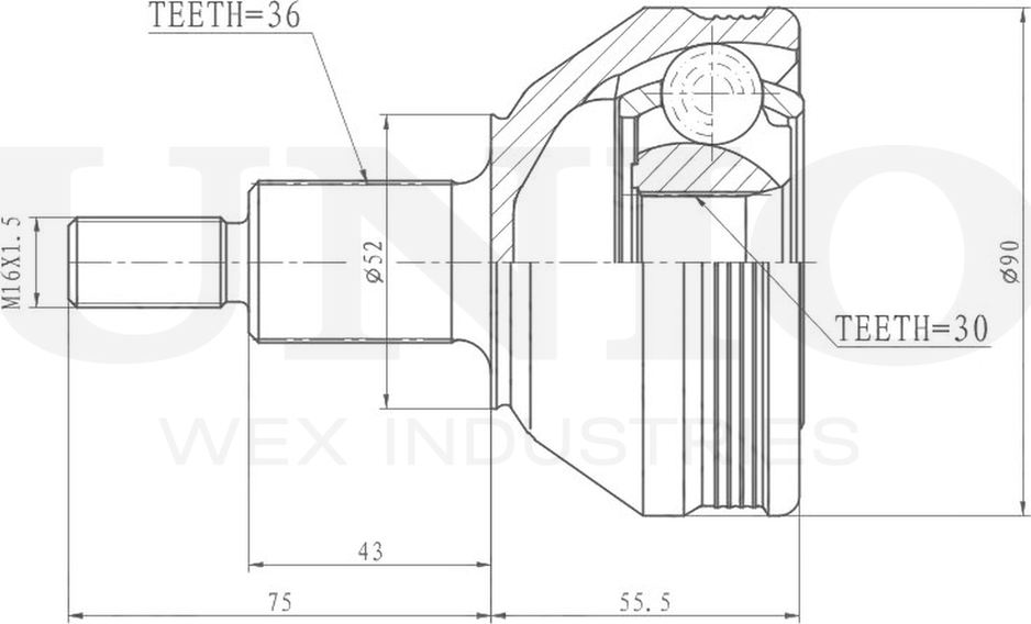 ШРУС наружный (Unio). Артикул CVJ-20202