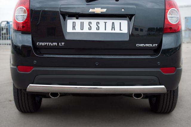 Защита RusStal заднего бампера 75х42 овал для Chevrolet Captiva 2012-2013. Артикул CHCZ-000836