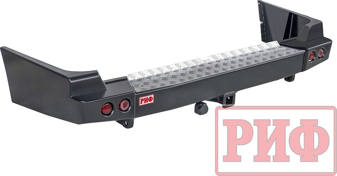 Бампер силовой РИФ задний с квадратом под фаркоп и фонарями для Toyota Land Cruiser 100 1997-2007. Артикул RIF100-21150