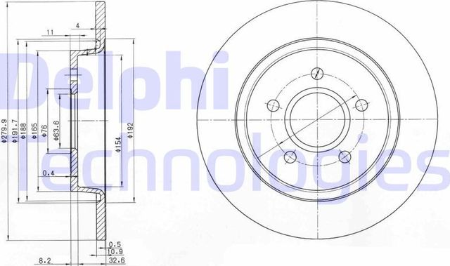 Тормозной диск Delphi задний для Volvo V40 Cross Country I 2012-2019. Артикул BG3897C