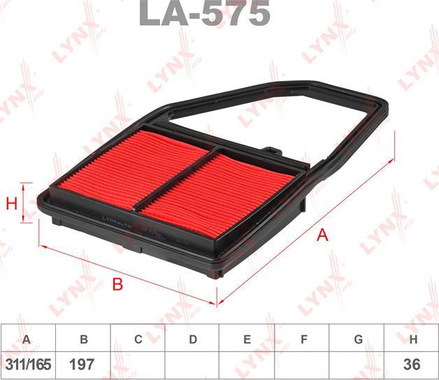 Воздушный фильтр LYNXauto. Артикул LA-575