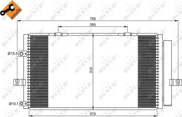 Радиатор кондиционера (конденсатор) NRF (алюминий). Артикул 35659