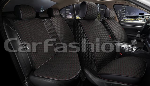 Накидки универсальные CarFashion Sota Plus для авто, цвет Черный/Черный/Красный. Артикул 22663