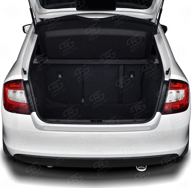 Накладка RusStal на задний бампер (лист нерж., зеркальный) для Skoda Rapid I 2012-2020. Артикул SKRN-003403