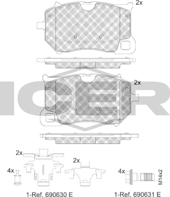 Тормозные колодки Icer для Volvo XC60 II 2017-2026. Артикул 182440