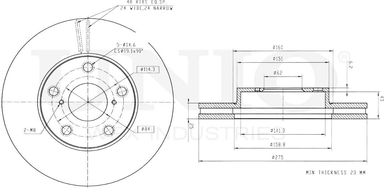 Диск тормозной (Unio). Артикул BRD-20230