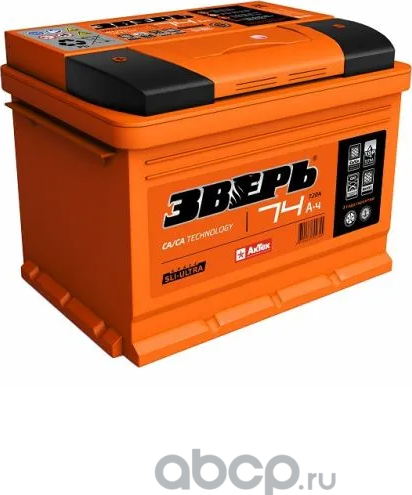 Аккумулятор ЗВЕРЬ Кальциевый 74А/ч обратный 276-175-175 (720А). Артикул ZVK743RN