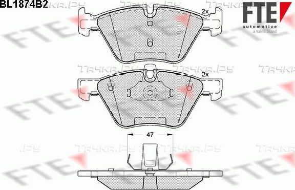 Тормозные колодки FTE передние для BMW 1 I (E81/E82/E87/E88) 2007-2012. Артикул BL1874B2