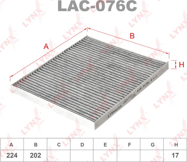 Салонный фильтр LYNXauto для Kia Rio III 2011-2017. Артикул LAC-076C