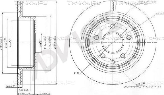 Тормозной диск Advics для Toyota Alphard II 2008-2014. Артикул B6R107B