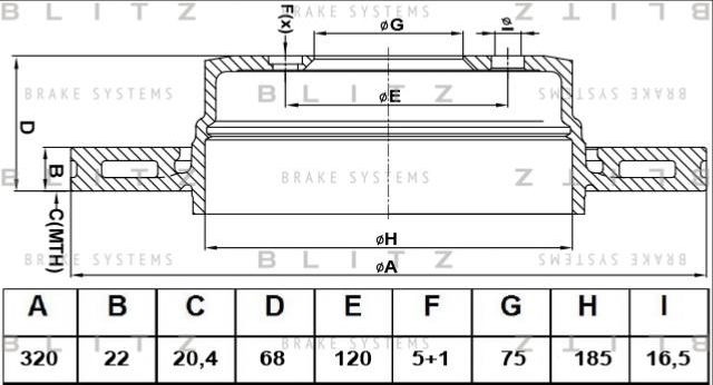 Диск тормозной BMW X3 (E83) 04- задн.вент. (Blitz) Blitz. Артикул BS0473