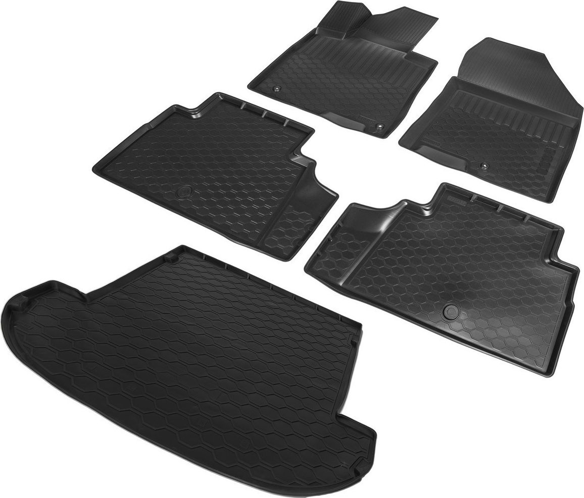 Комплект ковриков Rival для салона и багажника Hyundai Santa Fe IV (7 мест, сложенный 3 ряд) 2018-2021. Артикул K12306007-5