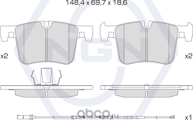 Колодки тормозные керамические, передние (NGN). Артикул 3502109