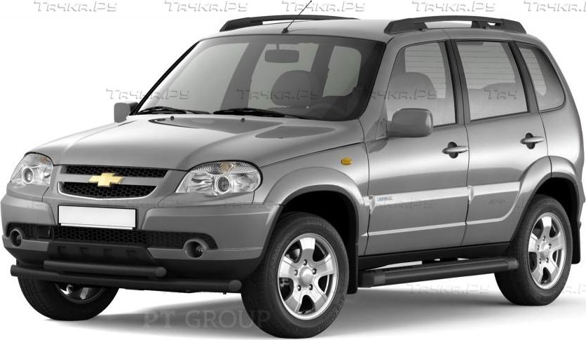Защита порогов PT Group с алюминиевой площадкой d63 ИСКРА (ППК) для Chevrolet Niva I 2009-2020. Артикул LNV330307