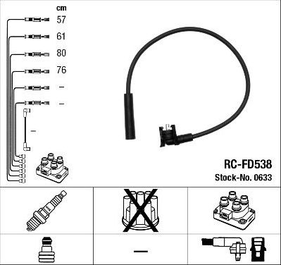 Высоковольтные провода (провода зажигания) (комплект) NGK для Ford Escort V 1990-1999. Артикул 0633