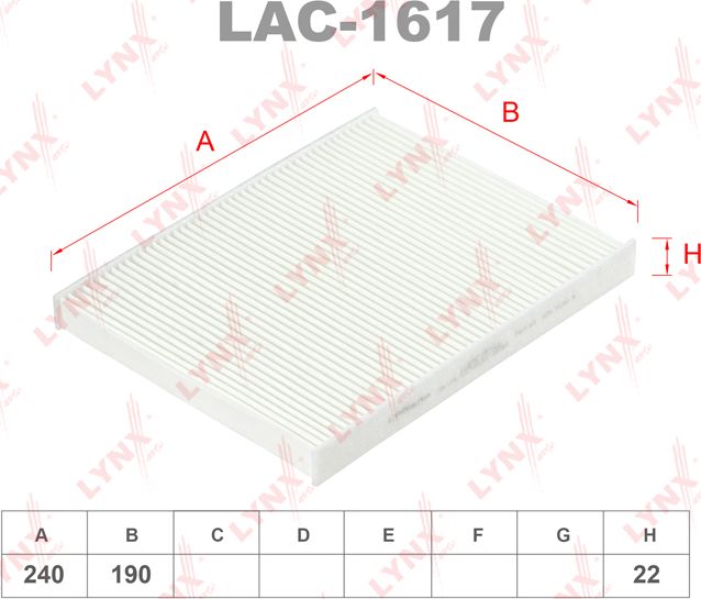 Салонный фильтр LYNXauto. Артикул LAC-1617
