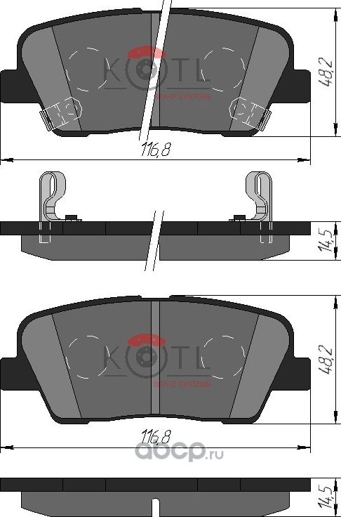 Колодки тормозные дисковые задние к-т HYUNDAI SANTA FE (CM) 2.2D 09-/KIA SORENTO (Kotl) Kotl. Артикул 3499kt