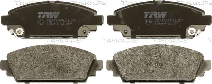 Тормозные колодки TRW передние для Honda Civic VII 2002-2005. Артикул GDB3189