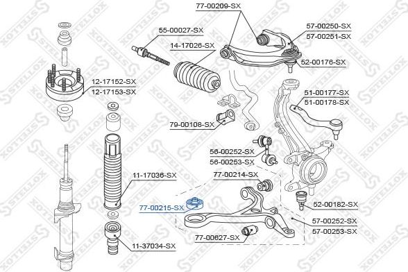 Сайлентблок переднего рычага подвески Stellox. Артикул 77-00215-SX