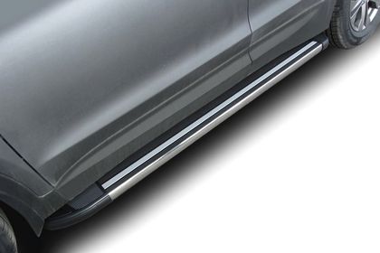 Пороги алюминиевые Arbori Luxe Black 1800 для Hyundai Santa Fe III 2012-2018. Артикул AFZDAALHSFT1203