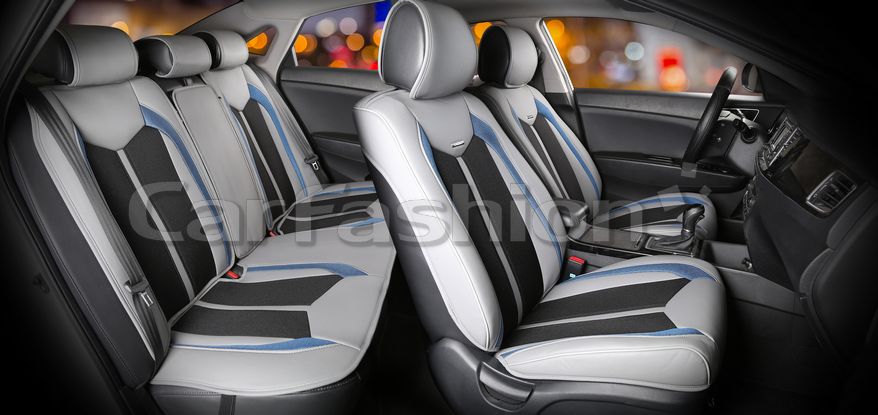 Накидки универсальные CarFashion Urban Plus Premium для авто, цвет Черный/Серый/Синий. Артикул 22557