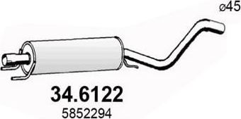 Глушитель (средняя часть) Asso. Артикул 34.6122