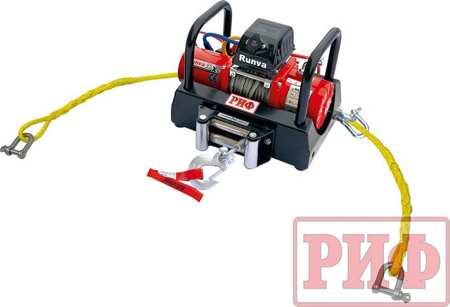Лебёдка переносная РИФ 9.5XS c площадкой и проводами (в сборе) коротий барабан, стальной трос. Артикул 9.5XS-KIT