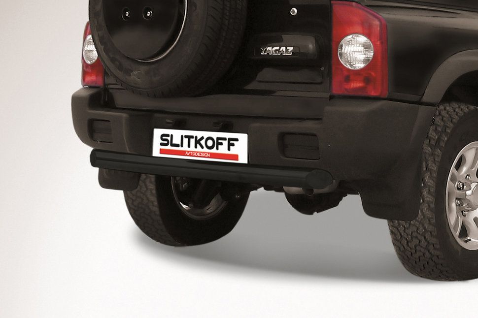 Защита Slitkoff заднего бампера d76 короткая ЧЕРНАЯ матовая для ТагАЗ Tager 5-дв. 2008-2026. Артикул TAT5d014B