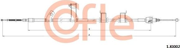 Трос ручника (тросик ручного тормоза) Cofle. Артикул 92.1.KI002