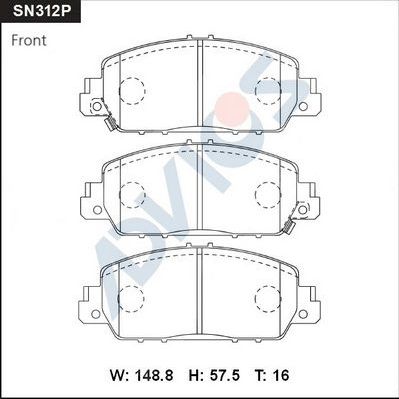 Тормозные колодки Advics. Артикул SN312P